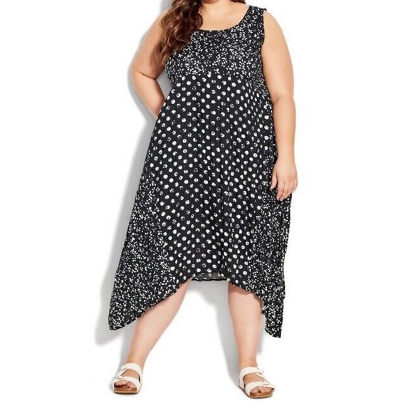 NWT Avenue Womens Kylee Crush Dress‎ Size 22/24 (3X) Midi Length Batik Spot Mix - Picture 2 of 12